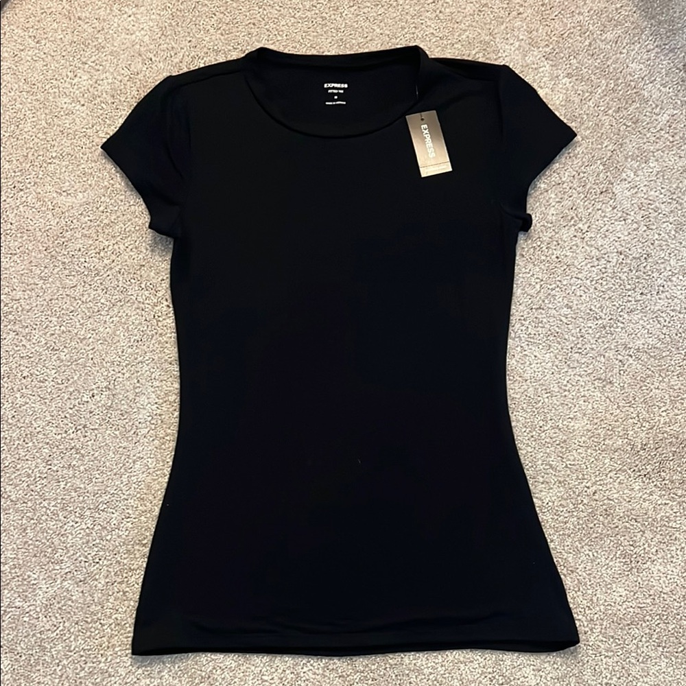 Express Women's Black Fitted Tee XS